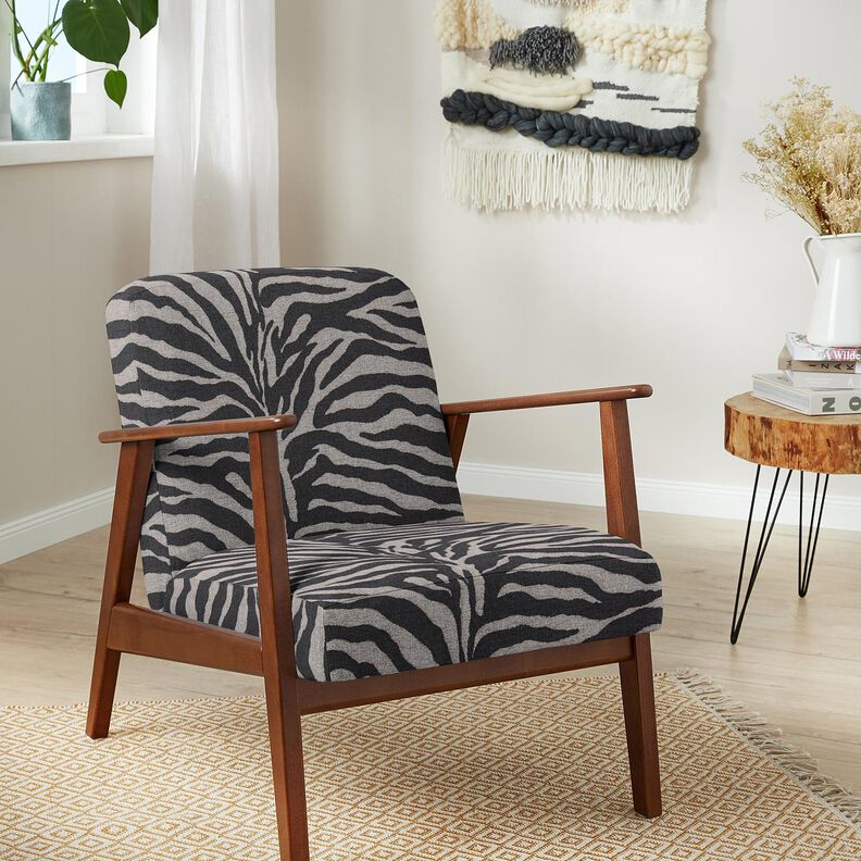 Čalounická látka Žakár Zebra – černá/šedá, image number 7