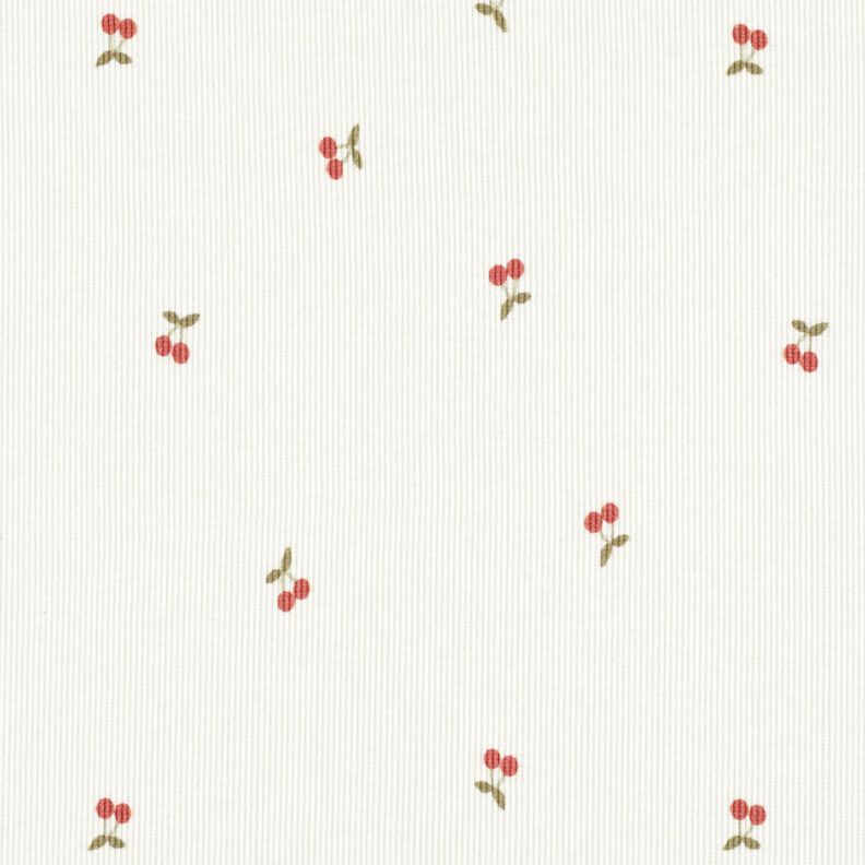 Žebrovaný žerzej Malé třešně – vlněná bílá,  image number 1