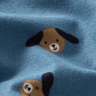 Bavlněný flanel Psí hlavy – džínově modrá, 