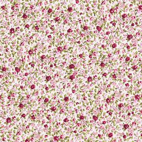 Bavlněný popelín Moře růží – slonová kost/světle růžová, 
