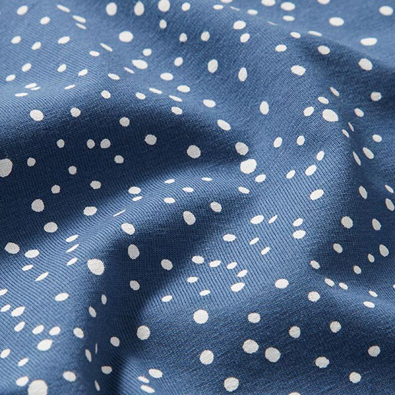 Bavlněný žerzej Nepravidelné puntíky – džínově modrá,  image number 2
