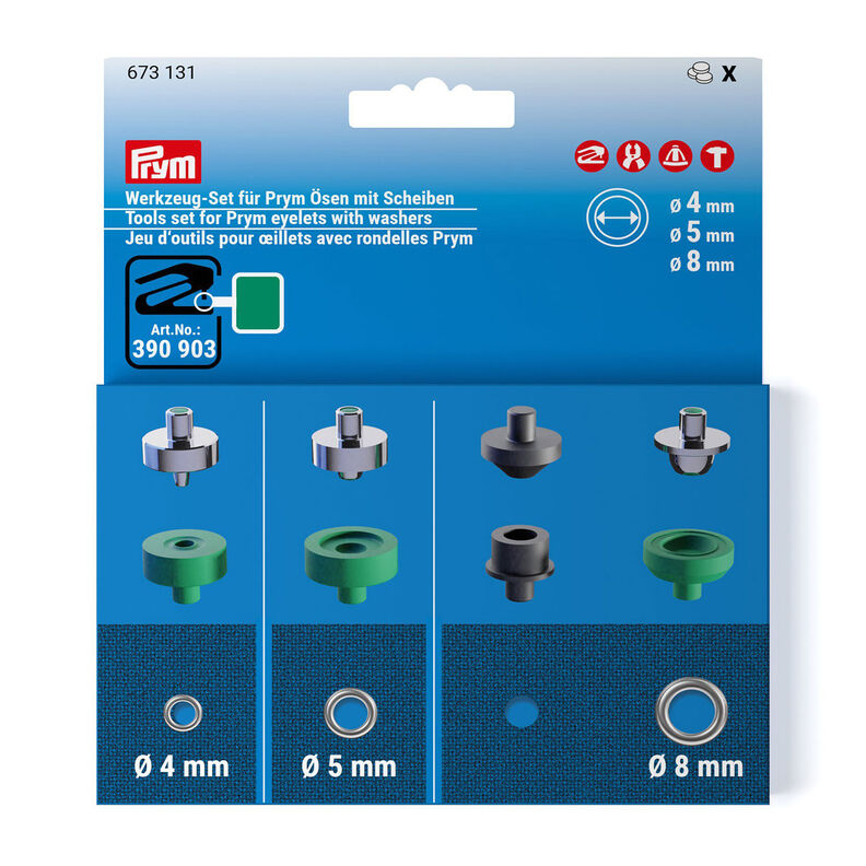 Sada nástrojů pro očka [Ø 4 + 5 + 8 mm] | Prym – stříbrná metalická/zelená,  image number 1