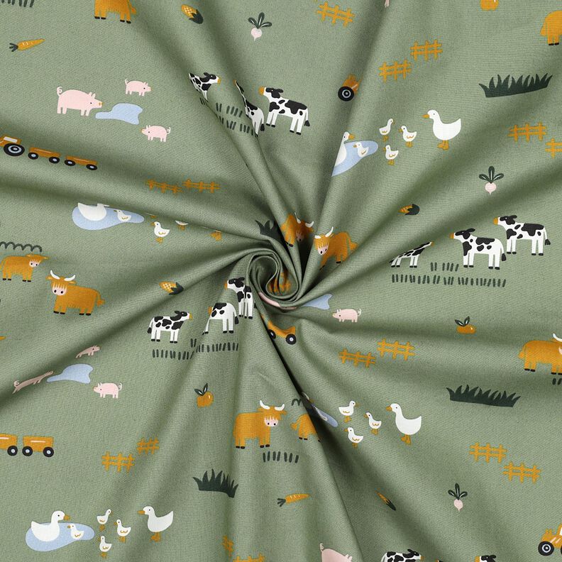 Bavlněný popelín Hospodářská zvířata | Poppy Fabrics – piniová,  image number 3