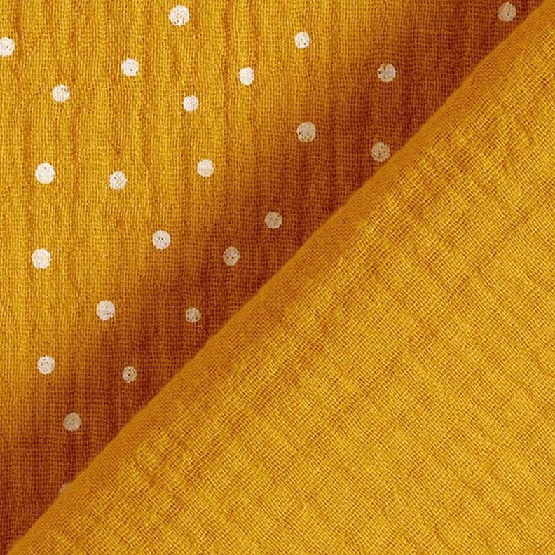 Mušelín / dvojitá mačkaná tkanina Puntíky – kari žlutá/bílá, image number 4