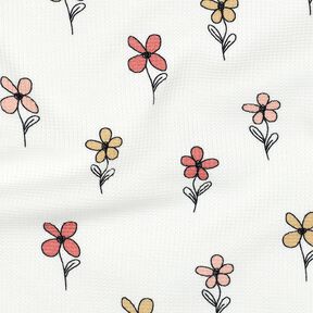 Vaflový žerzej Květiny | Poppy Fabrics – slonová kost/meruňková, 