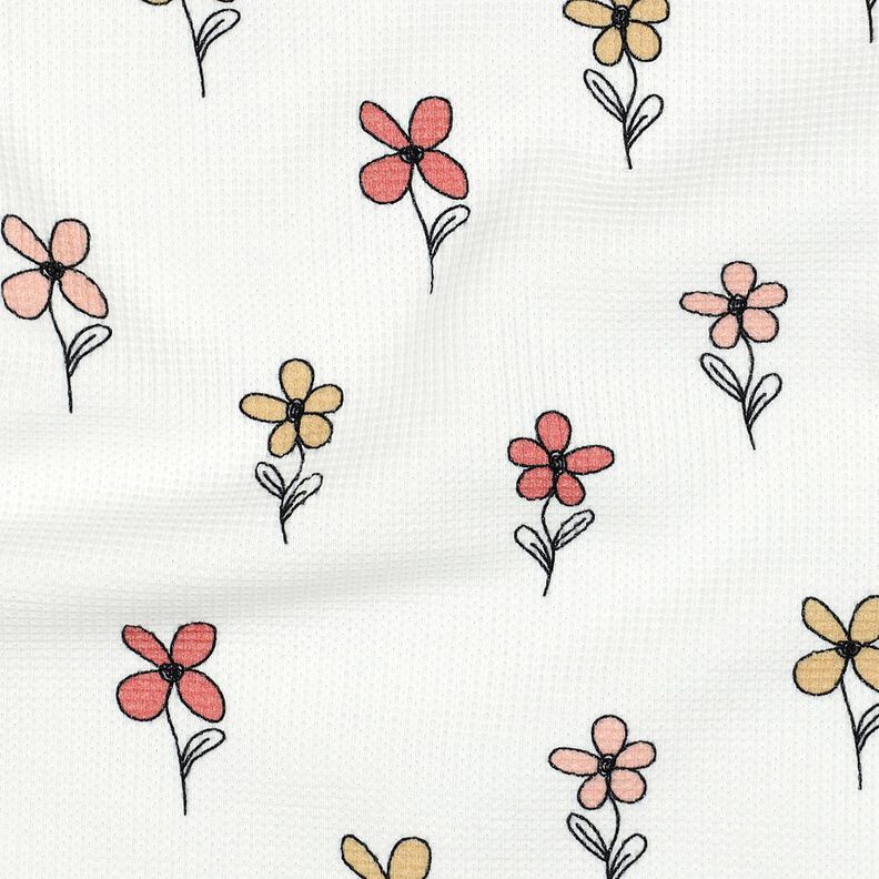 Vaflový žerzej Květiny | Poppy Fabrics – slonová kost/meruňková,  image number 2