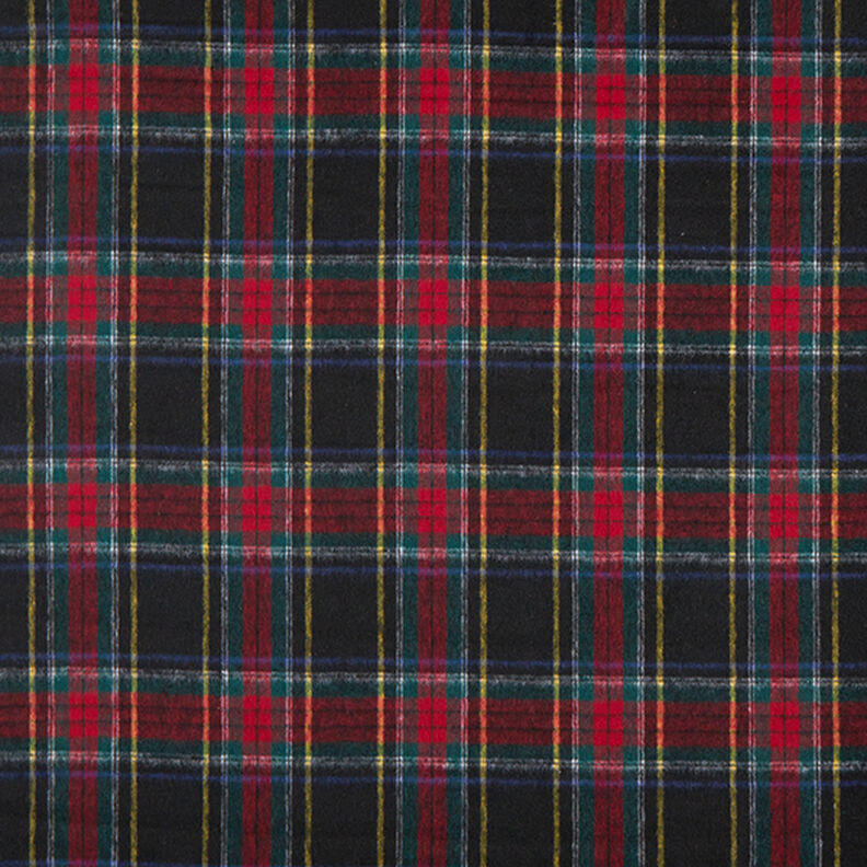 Kabátová látka s příměsí vlny skotská kostka – černá/červená,  image number 1