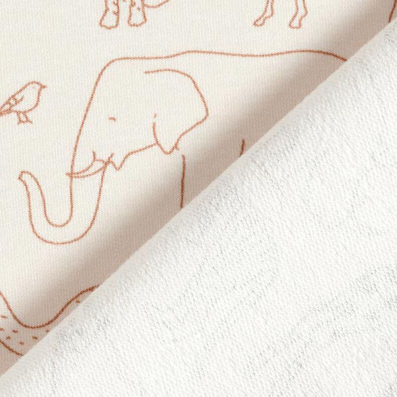 Francouzské froté letní teplákovina kreslená safari zvířata – světle béžová,  image number 5