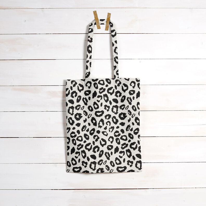 Dekorační látka Žakár Leopard – slonová kost/černá,  image number 8