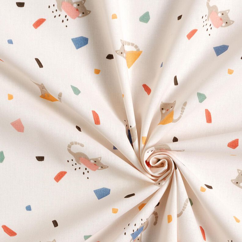 Bavlněný popelín Kočičí konfety – slonová kost/taupe (šedohnědá),  image number 3