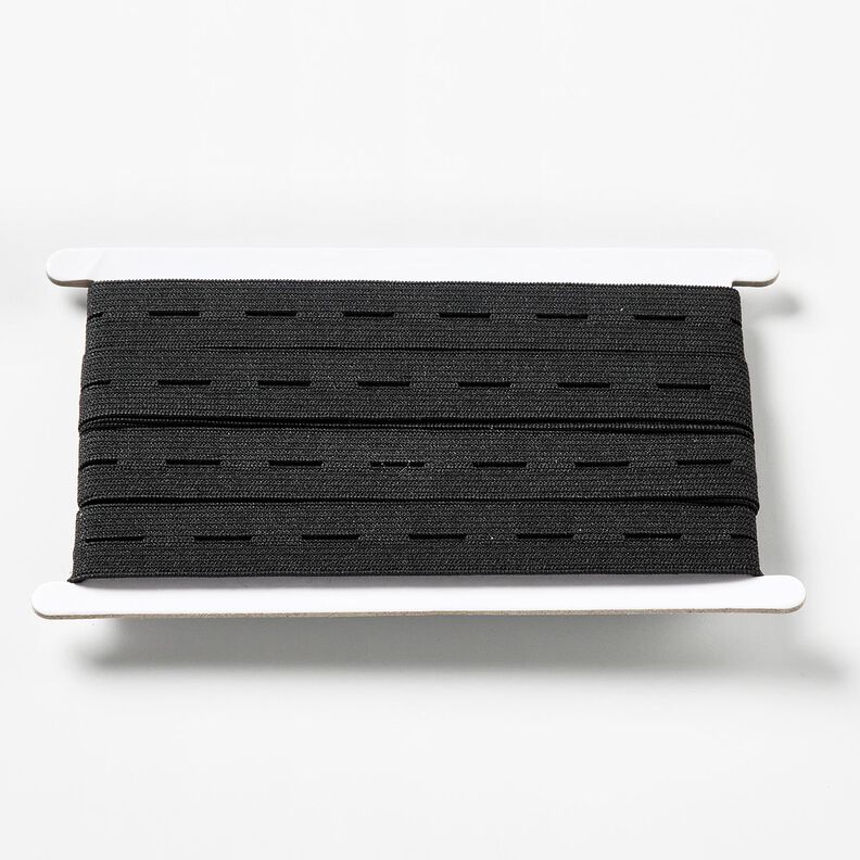 Elastická guma s dírkami na knoflíky [3 m | 20 mm] – černá,  image number 1