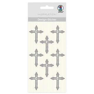Designová nálepka Kříž [ 8 ks ] – stříbrná kovový, 