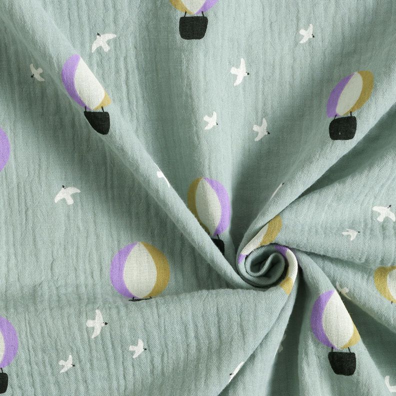 Mušelín / dvojitá mačkaná tkanina Balóny | Poppy Fabrics – rákosove zelená,  image number 3