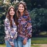 Francouzské froté letní teplákovina Malované květiny digitální potisk – indigová/kaštanově hnědá,  thumbnail number 5