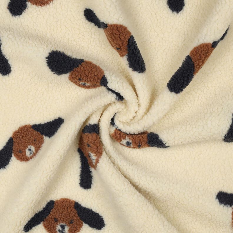 Plyš teddy Psí hlavy | Poppy Fabrics – světle béžová/černohnědá, image number 3