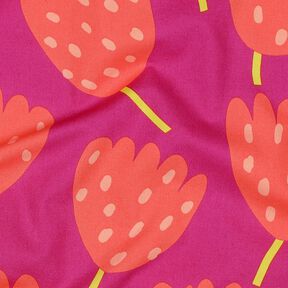 Bavlněný popelín Tulips – purpurová/korálová, 