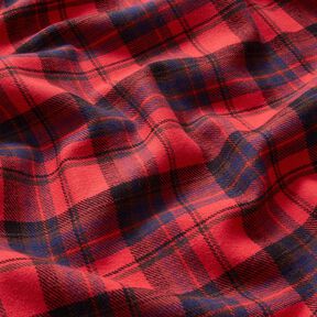 Bavlněný flanel Kostka – chili/indigová, 