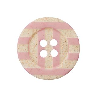 Knoflík proužkovaný, 4dírkový  – růžová/meruňková, 