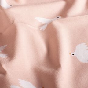 Bavlněný žerzej Velké ptáky – rose/bílá, 