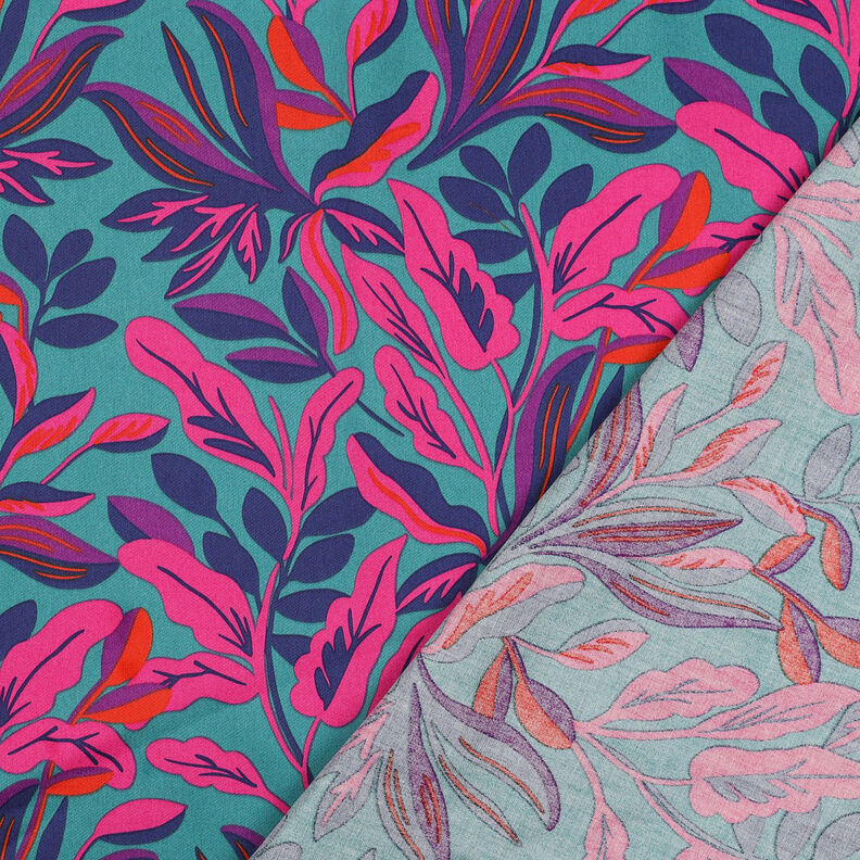 Bavlněný satén Lush Leaves | Nerida Hansen – tyrkysová/purpurová,  image number 4