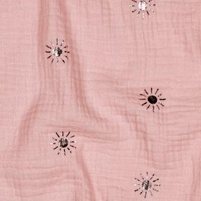 Mušelín / dvojitá mačkaná tkanina Slunce Fóliový potisk | Poppy Fabrics – světle, 