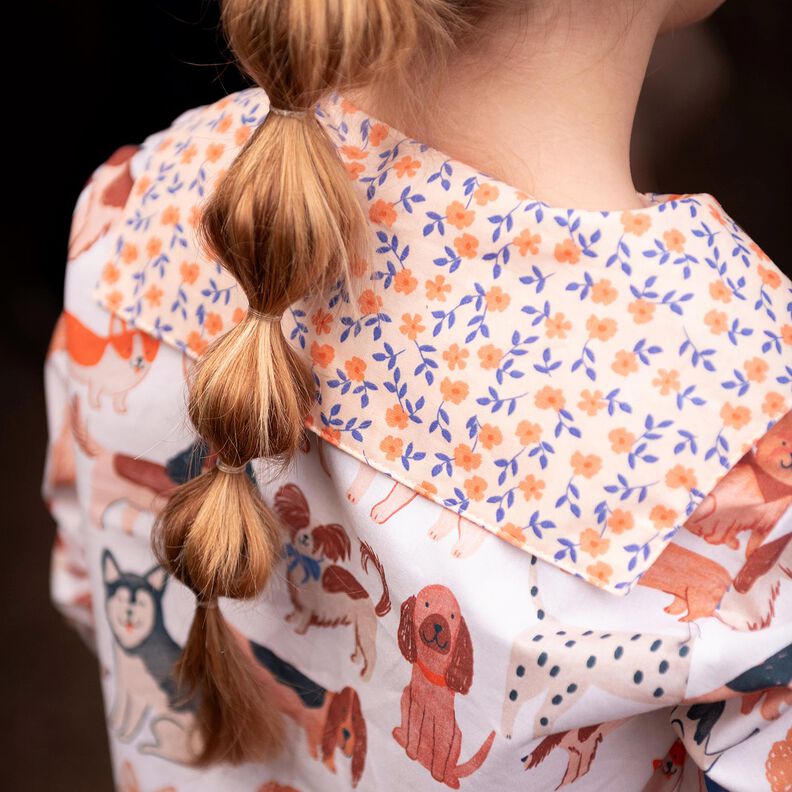 GOTS Bavlněný popelín Rozsypané kvítky | Poppy Fabrics – přírodni/broskvově oranžová, image number 8