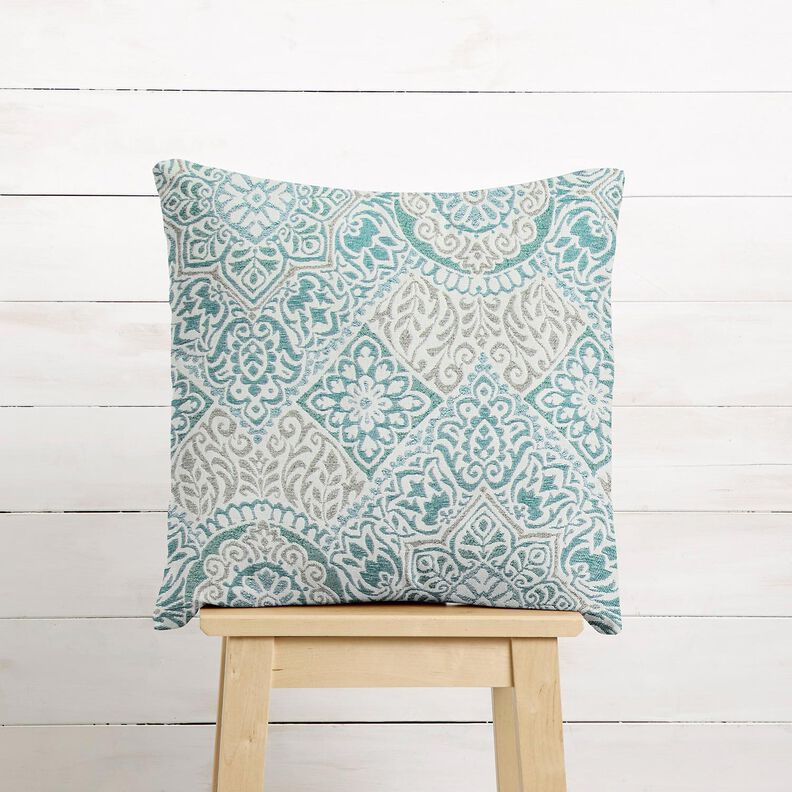 Dekorační látka Žakár Elegantní dlaždice – lehký benzín/světle béžová,  image number 6