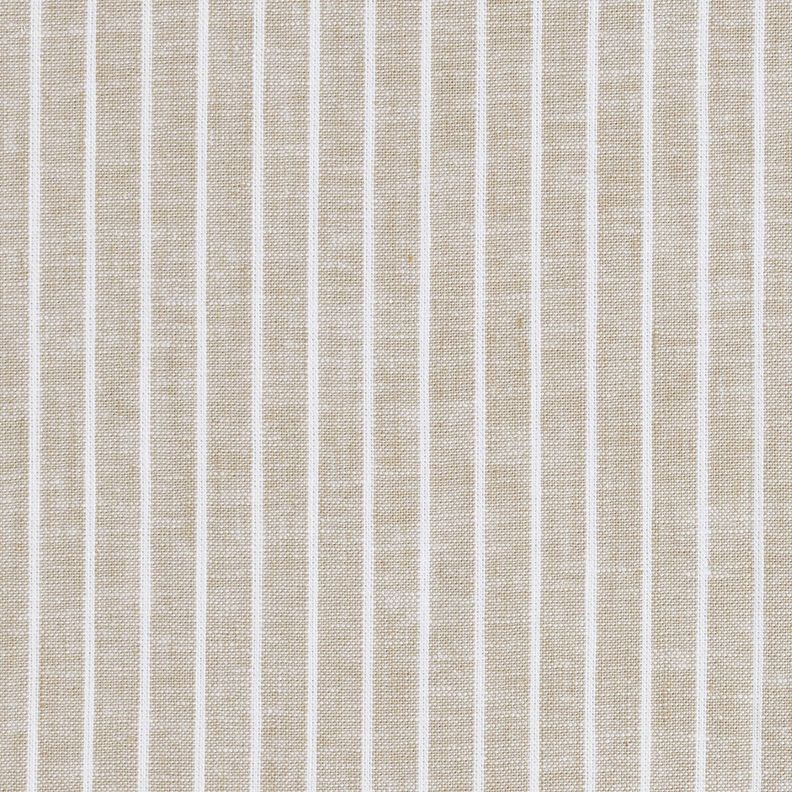 Směs lnu a bavlny Široké pruhy – taupe (šedohnědá)/bílá,  image number 1
