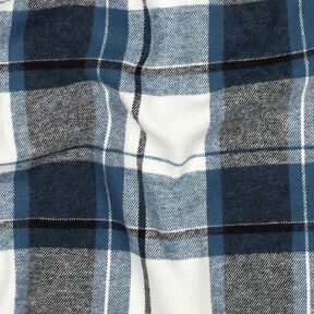 Bavlněný flanel Velké káro – džínově modrá/vlněná bílá,  Bavlněný flanel Velké káro – džínově modrá/vlněná bílá,