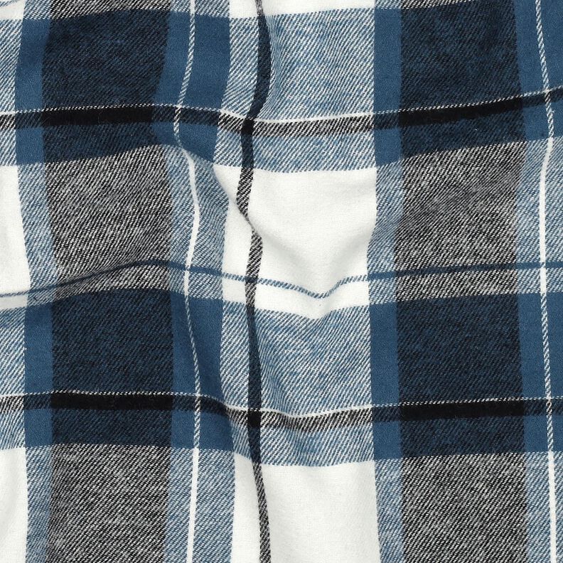 Bavlněný flanel Velké káro – džínově modrá/vlněná bílá,  image number 2