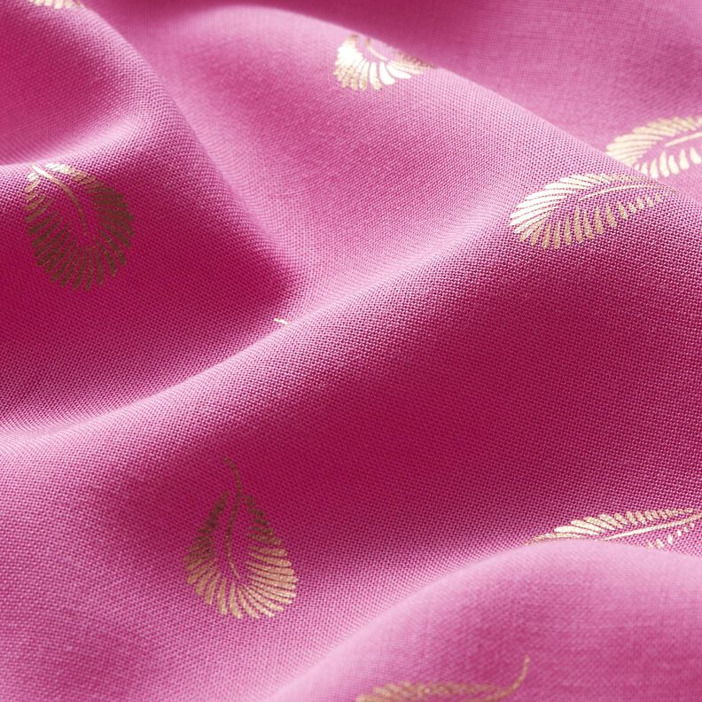 Viskózová tkanina potisk peří – pink,  image number 2