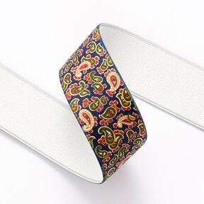 Gumová stuha Paisley [ 3,5 cm ] – namornicka modr/zelená, 