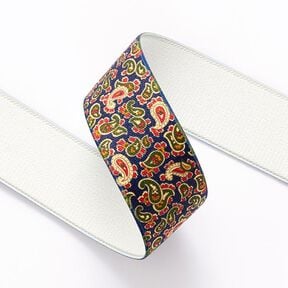 Gumová stuha Paisley  [ 3,5 cm ] – namornicka modr/zelená, 