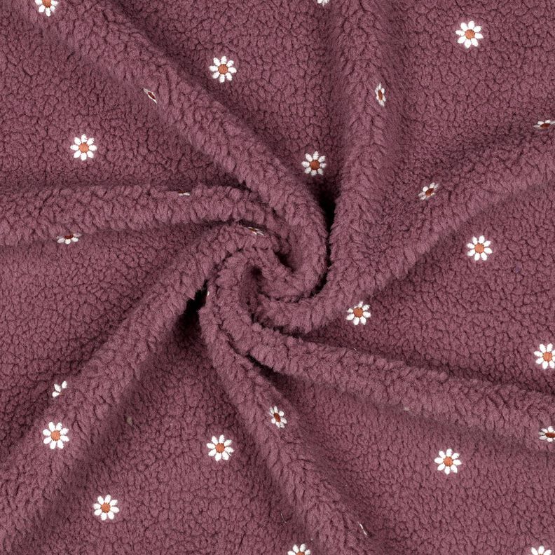 Plyš teddy Vyšívané kytičky | Poppy Fabrics – tmavě starorůžová, image number 3
