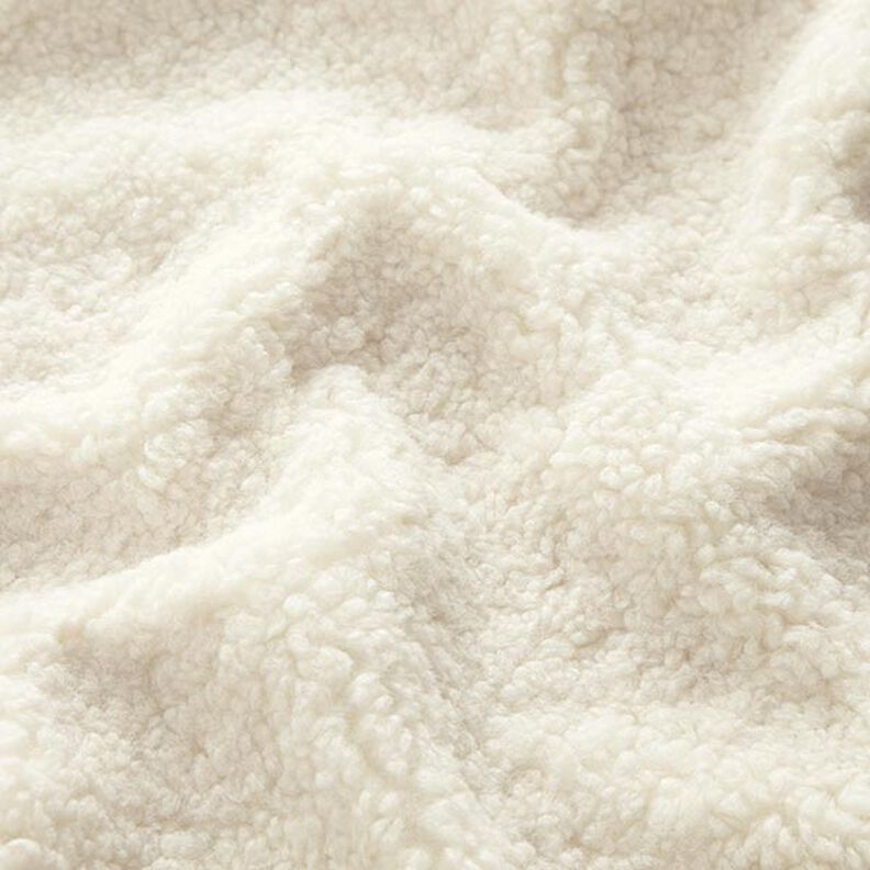 Čalounická látka plyš teddy – vlněná bílá,  image number 2