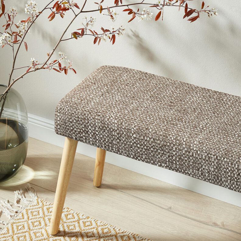 Čalounická látka Barevný bouclé vzhled – tmavá taupe/světle béžová,  image number 5
