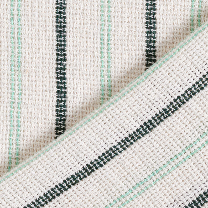 Bavlněná tkanina s mřížkovou strukturou a svislými pruhy – bílá/máta peprná,  image number 4
