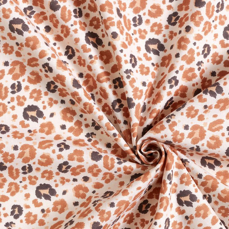 Bavlněná látka Kreton Velké leopardí skvrny – mědená/světle béžová, image number 3