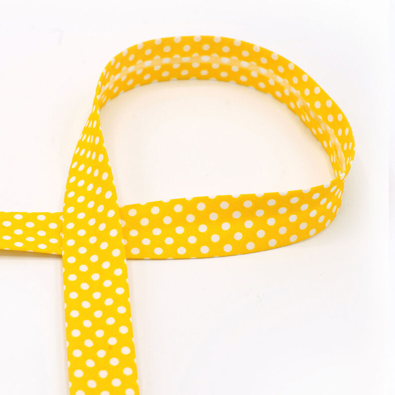 Šikmý proužek Puntíky [18 mm] – sluníčkově žlutá,  image number 1