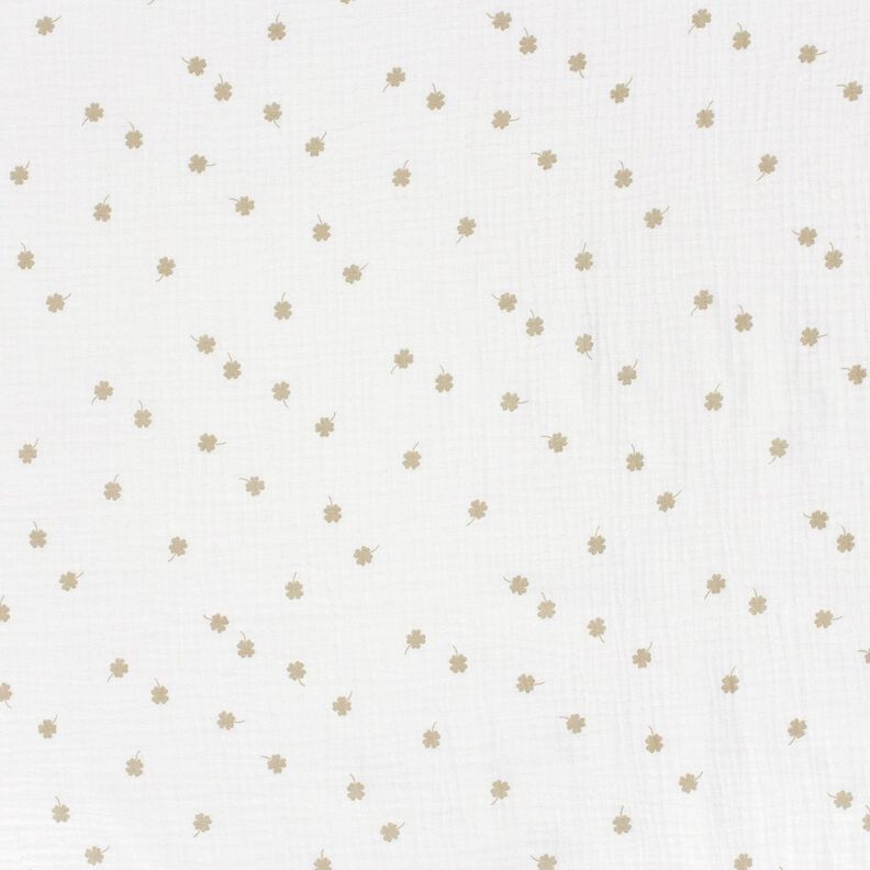 Mušelín / dvojitá mačkaná tkanina Šťastný jetel – vlněná bílá/pistáciová,  image number 1