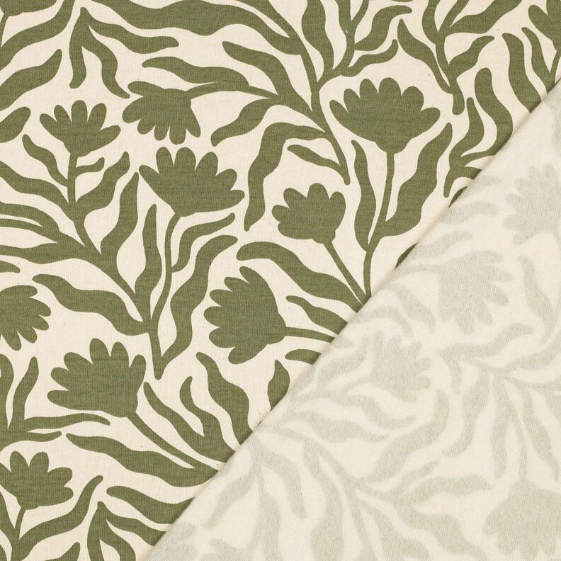 Teplákovina počesaná nebělené Květiny | Poppy Fabrics – kremová/khaki,  image number 4