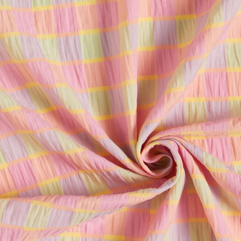 Seersucker barevné kostky – světle růžová/citrónově žlutá,  image number 3