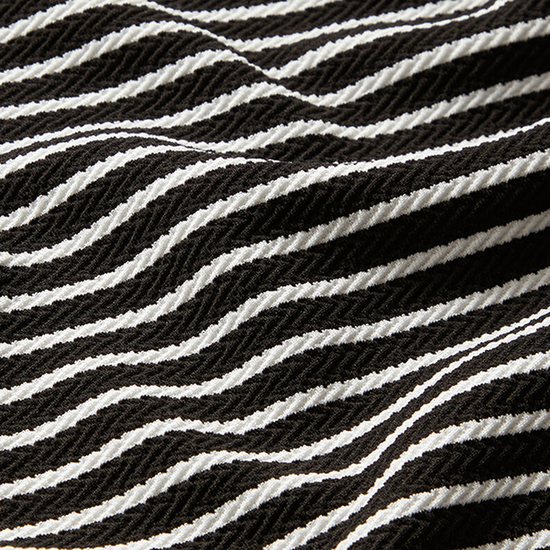 Žakárový žerzej s vodorovnými pruhy – černá/bílá,  image number 2