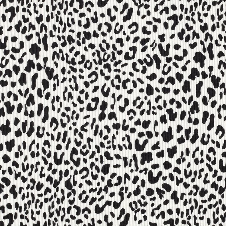 Žebrovaný žerzej Leopardí vzor – vlněná bílá, image number 1