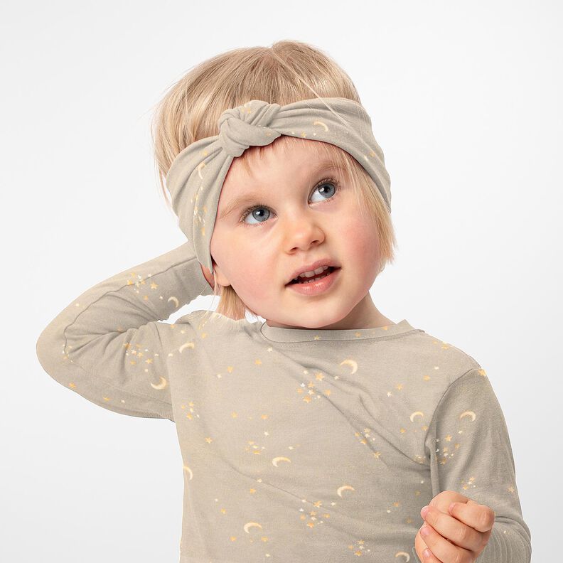 Bavlněný žerzej Hvězdné nebe digitální potisk – taupe (šedohnědá),  image number 5