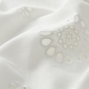 Bavlněná tkanina s očky ve tvaru květiny – bílá, 