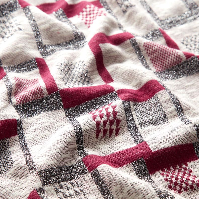 Úplet se třpytivým grafickým vzorem – lesní plody/bílá,  image number 2