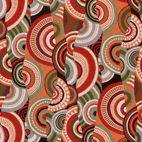Dekorační látka Gobelín Abstraktní půlkruhy – terracotta/zelená, 