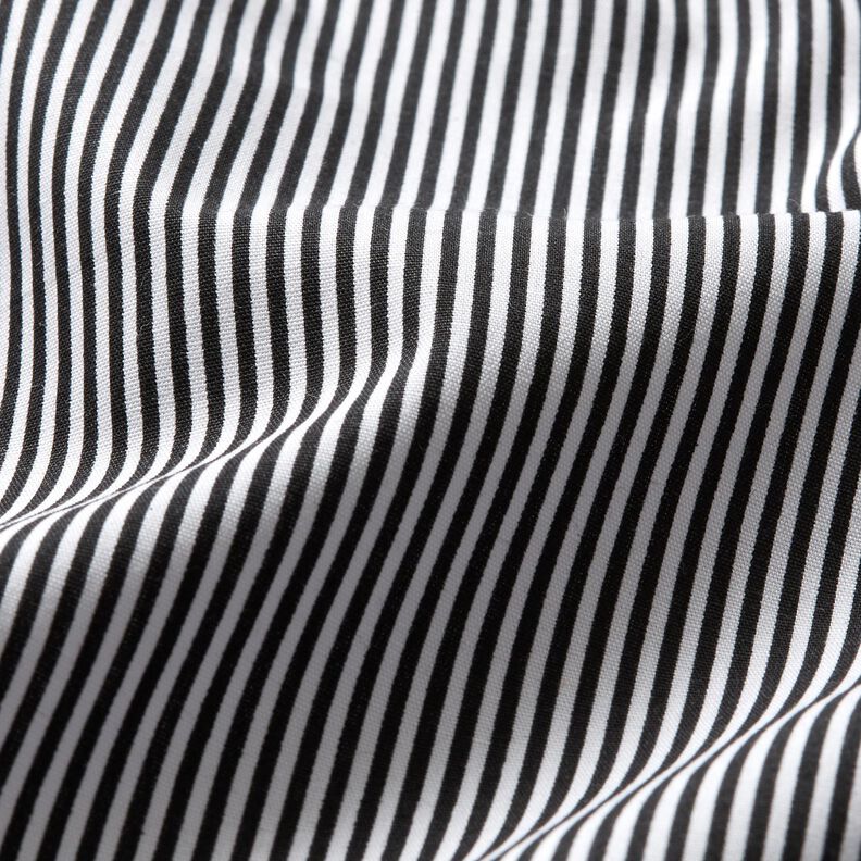 Bavlněný popelín Mini pruhy – černá/bílá,  image number 2