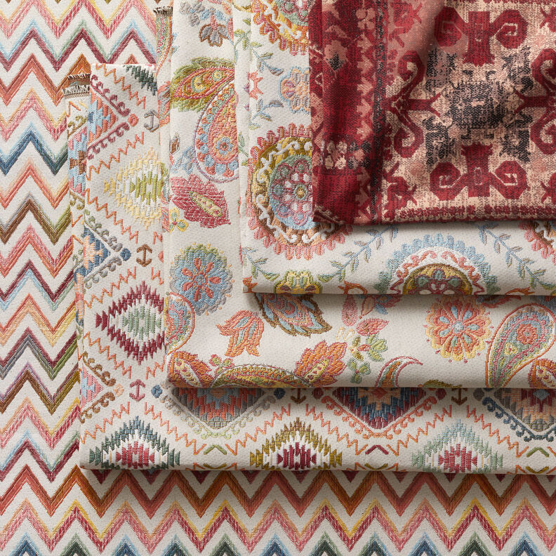 Dekorační látka Polopanama Koberec Kilim – karmínově červená,  image number 6